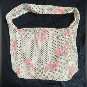 Free People Beach Bag- Floral Print in Cream and Pink